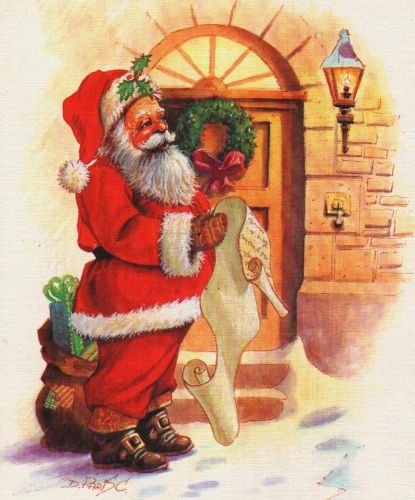Mikołaj czytający listę prezentów